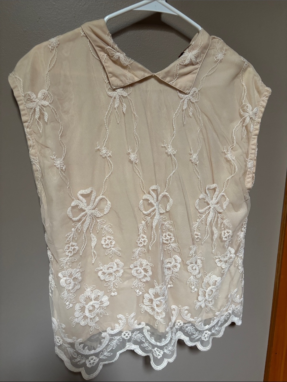 April Cornell Cream Embroidered Sleeveless Blouse